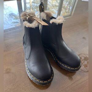 Dr. Martens Black Leather Winter Boots with Fur Lining